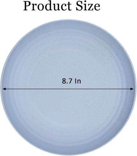 2 Pcs Wheat Straw Plates, 9Inch Unbreakable Dinner Plates, Reusable Plate for Camping,Picninc,Family, Blue - color: Blue