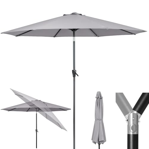 Tempera Patio Market Outdoor Table Umbrella with Push Button Tilt and Crank, Large Sun Umbrella with Sturdy Pole & Fade Resistant Canopy, Easy to Set - color: Grey, size: 7.5 FT