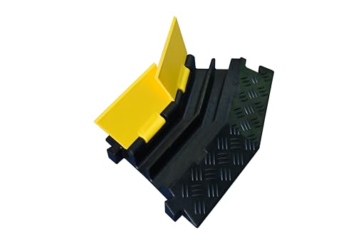 Kable Kontrol Atlas Heavy Duty Cable Protector - 45° Degree Right Turn - 2 Channel - CP9987 Compatible - Black & Yellow - Speed Bump and Wire Protector Turn for Indoor & Outdoor Use - size: 2 Channel - Right Turn
