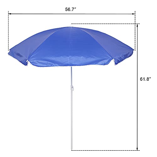 Double Folding Camping Chair W/Umbrella Fold Up Table Beverage Holder Carrying Bag Cooler for Patio Pool Park Outdoor Beach, Picnic, Portable (Blue) - color: Blue