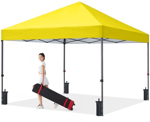 COOSHADE Durable Easy Pop Up Canopy Tent 10x10Ft, Light Yellow - color: Light Yellow, size: 10x10Ft