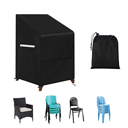 Stacking Outdoor Chair Cover Waterproof, Patio Chair Cover Lawn Outside Patio Furniture Covers Stacked Chairs, Lounge Chair Covers Outdoor Stack Chairs for 4-6 Stackable Dining Chairs, 33"Lx27"Dx48"H
