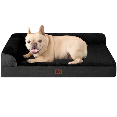 EHEYCIGA Orthopedic Dog Bed Medium Size Dogs, Memory Foam Dog Bed with Washable Removable Cover, Waterproof Pet Sofa Couch for Crate with Nonskid Bottom, 30x20x6, Black - color: Black, size: 30.0"L x 20.0"W x 6"Th
