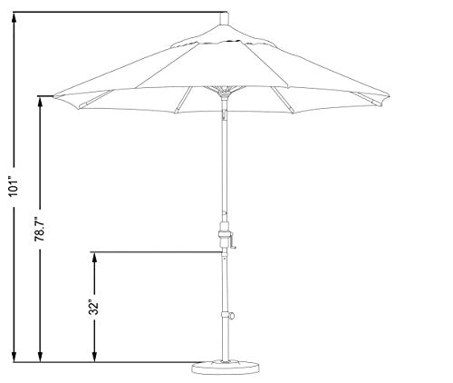 California Umbrella 9' Round Aluminum Market Umbrella, Crank Lift, Collar Tilt, Bronze Pole, White Olefin - color: White