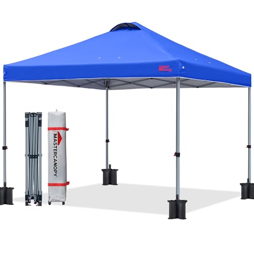 MASTERCANOPY Durable Pop-up Canopy Tent with Roller Bag (10x10, Blue) - color: Blue, size: 10x10