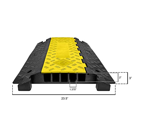 Electriduct Extreme Rubber 5 Channel Cable Protector 36" Wire Cover with 1-3/8" Channels Black/Yellow - color: Black Base / Yellow Lid, size: 5 Channel Cable Protector