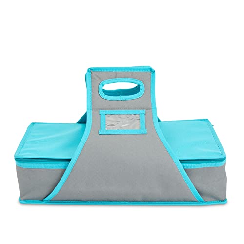Juvale Insulated Casserole Carrier - 16 x 10 x 4 in, Teal & Gray - Insulated Food Container & Lunch Bag with Reinforced Handle - size: 16x10x4
