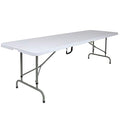 Flash Furniture Kathryn 8' Rectangular Adjustable Plastic Folding Event Table with Carrying Handle, Bi-Fold Table for Indoor/Outdoor Events, White