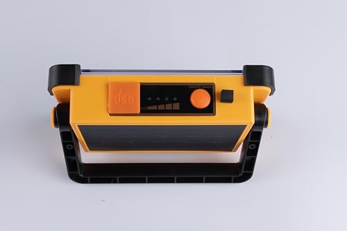 120W Solar Rechargeable Work Light, 144 LED 10000LM Portable Flood Light with Stand, IP66 Waterproof 4 Modes LED Job Site Lighting Flashlights for Mechanic Camping Fishing Car Repair - style: Yellow 1 Pack