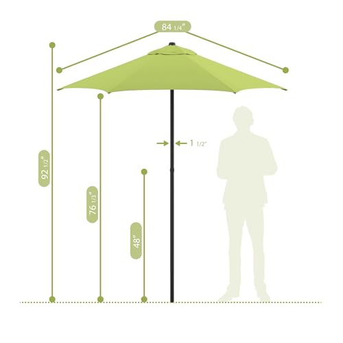 Sunline 7.5 ft Patio Umbrella with Crank & Push Button Tilt, Outdoor Market Umbrella with UV Protection & Wind Vent, Metal Frame for Deck, Pool & Table, Lime - color: Lime, size: 7.5 foot