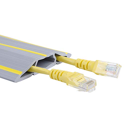 10Ft Cord Cover Heavy Duty Cable Protector 3 Channels Contains Cords Cables and Wires Easy to Unroll-Conceal Wires of Home Office Warehouse Workshop Concerts or Other Outdoors Surround (Gray-10Ft) - color: Gray-Rubber, size: 10Ft