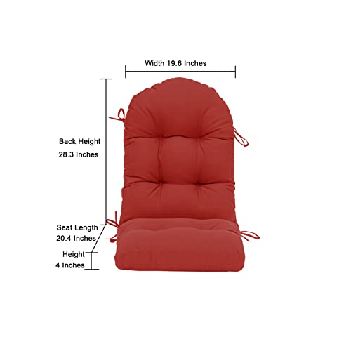 QILLOWAY Outdoor High Back Chair Cushion for Adirondack, All Weather Rocking Chair Cushions Thick Padded Replacement for Patio Furniture,Red - color: Red