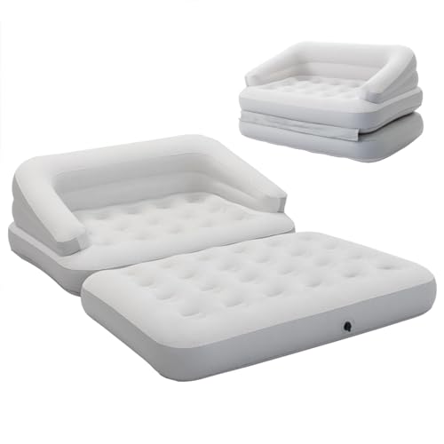 DIMAR GARDEN Inflatable Couch Flocked Blow Up Couch Mattress,Outdoor Air Sofa Bed for Camping,Full Size - size: Flocked Full