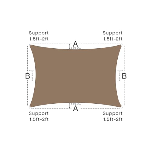 Sun Shade Sail Canopy, 6' x 10' Rectangle 95% UV Block Shade Cover for Outdoor, Backyard Patio, Lawn, Garden, Sandbox Carpor Mocha - color: Mocha, size: 6' x 10'