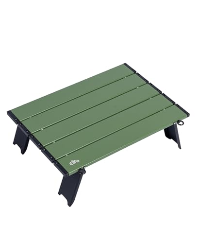 iClimb Ultralight Compact Mini Beach Picnic Folding Alu. Table with Carry Bag, Two Size (Green, S) - color: Green, size: Small