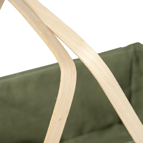 Picnic Basket with Handle，Natural Woodchip Basket with Washable Lining for Camping（14X7.5X5.5inches） (Green) - color: Green
