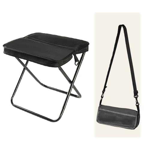 Foldable Backpack Stool, 2026 New Portable Folding Camping Stool with Shoulder Strap, Tiny Ultralight Pocket Chair That Turns into a Satchel, for Fishing, Hiking, Hunting (Black, Medium) - color: Black, size: Medium