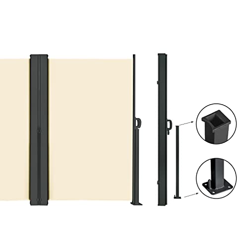 370" x 73" Retractable Side Awning,Waterproof & UV-Resistant,Folding Privacy Screen Room Divider Roll Up Balcony（Beige） - color: Beige, size: 370" x 73"