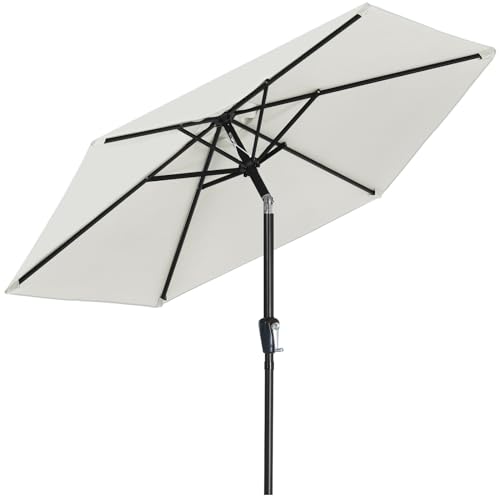 MASTERCANOPY 7.5FT Patio Umbrella with Push Button Tilt and Crank, Outdoor Market Umbrella with 6 Sturdy Ribs, UV Protection & Waterproof for Garden, Deck, Backyard, Pool (Light Beige) - color: light beige, size: 7.5FT