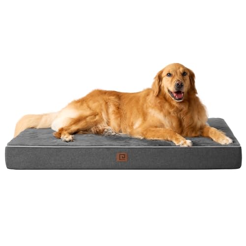 EHEYCIGA Orthopedic Dog Bed Waterproof 41"x27", Memory Foam Pet Bed for XLarged Dogs, Washable Pet Mat with Removable Cover, Dark Grey - color: Dark Grey, size: 41.0"L x 27.0"W x 3.0"Th