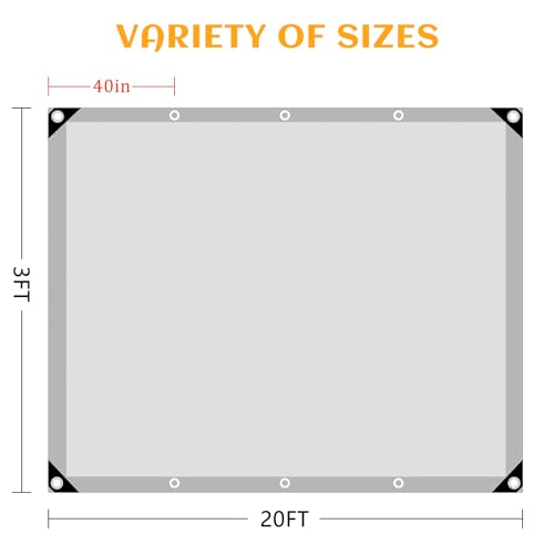 Tarps Heavy Duty Waterproof, 12 Mil Silver Heavy Duty Tarps with Grommets Reinforced Edges, UV Resistant, Tear&Fade Resistant, Small Cover for Camping Rain Roof Under Tent, 3 * 20FT - color: Silver-12 Mil, size: 3*20FT