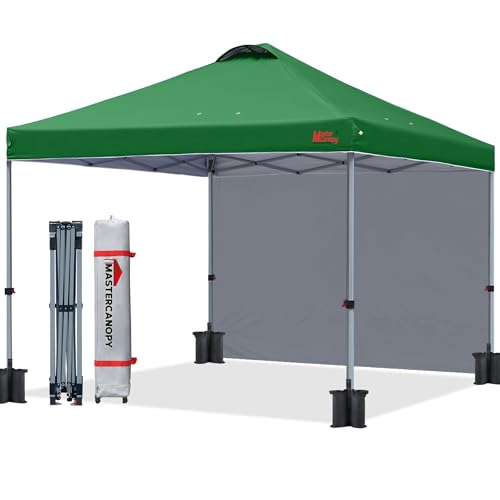 MASTERCANOPY Durable Pop-up Canopy Tent with 1 Sidewall (10'x10',Forest Green) - color: Forest Green, size: 10x10