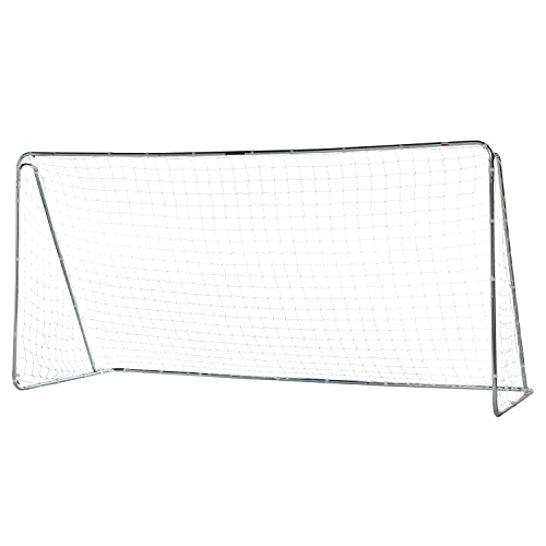 Franklin Sports Competition Soccer Goals - Backyard Portable Steel Soccer Goals - Adult + Youth Soccer Goal with Net + Ground Stakes Included - Multiple Sizes + Colors - color: Silver, style: Non-Folding 12' x 6'