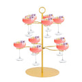 QPIX DIGITAL Champagne Tower,Metal Cocktail Tree Stand 2 Tier - 10 Holders For Champagne, Cocktails, Martini, Margarita Cups at Weddings,Bridal Parties & Events,Cocktail Glass Gold Holder - color: Gold, size: 17"x 13"-10 Holders