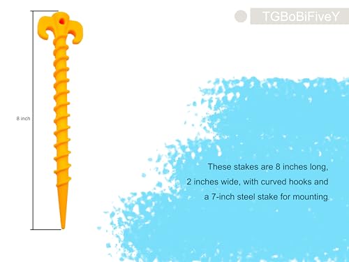 5 Pack Ground Anchors Spiral Stakes for Outdoor Camping for Landscaping Securing Weed Barrier Fabric Irrigation Tubing, Holding Fence Tarpaulin 8.5 Inch Tent Stakes
