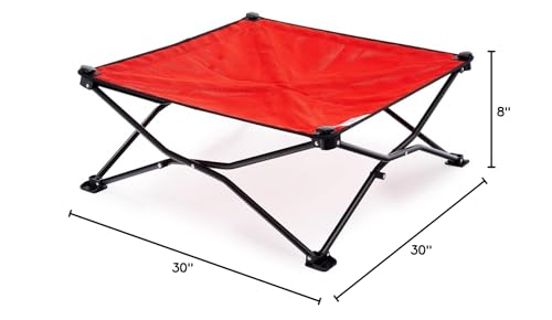 Coolaroo On-The-Go Elevated Dog Bed - Foldable Pop-Up Travel Dog Bed with Breathable, Moisture-Resistant Fabric, Carry Bag Included, Lightweight & Portable, Red, Medium - color: Red, style: Medium