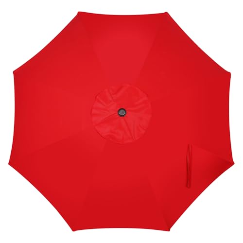 Blissun 9' Outdoor Patio Umbrella, Outdoor Table Umbrella, Yard Umbrella, Market Umbrella with 8 Sturdy Ribs, Push Button Tilt and Crank - color: Bright Red