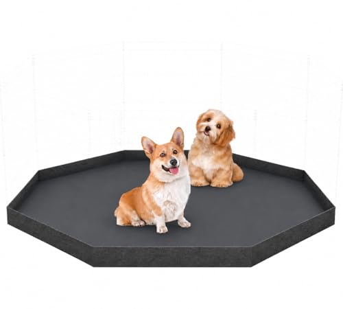 Dog Playpen Bottom Pad Cover Only, Black Replacement Floor Liner for 8-Panel 24 Inch Pet Playpen, Washable Bottom Tray Cover for Small Medium Dogs, Indoor Outdoor Use, Playpen Not Included - style: Bottom pad cover Black