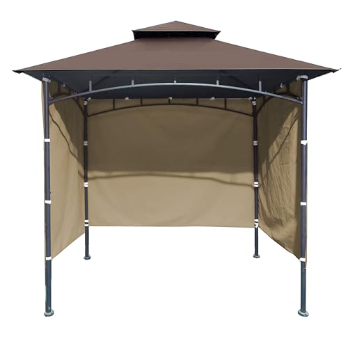 3PCS Grill Gazebo Replacement Canopy Sidewall, 5' x 8' Outdoor BBQ Gazebo Canopy Sunwall,(Khaki) - color: Khaki