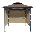 3PCS Grill Gazebo Replacement Canopy Sidewall, 5' x 8' Outdoor BBQ Gazebo Canopy Sunwall,(Khaki) - color: Khaki