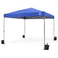 Fencer Wire 12ft x 12ft Pop Up Canopy Tent, Heavy-Duty Commercial Grade with Patented One-Push Central Locking, Portable and Instant Folding Shelter with Wheeled Carry Bag and Weight Bags, Blue - color: Blue, style: 12x12