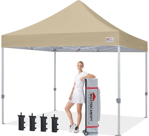 MASTERCANOPY Pop Up Canopy Tent Commercial Grade 10x10 Instant Shelter (Beige) - color: Beige, size: 10x10