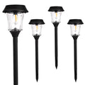 Solar Pathway Lights Outdoor 4 Pack, Stainless Steel & Glass Solar Garden Lights, Auto Dusk to Dawn IP65 Waterproof LED Path Lights for Yard, Lawn, Walkway, Driveway - color: Black