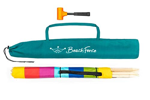 Premium 20 ft Beach Windscreen, Privacy Screen, Wind Blocker - Beach Colors, Free Rubber Mallet and Carry Bag Included - color: Beach Colors