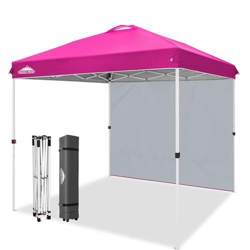 EAGLE PEAK Commercial Canopy 8x8 Pop Up Canopy Tent with 1 Sidewall, Easy Setup Heavy Duty Instant Event Shelter for Vendors & Markets, Outdoor Sun Shade, Pink - color: Pink, size: 8x8