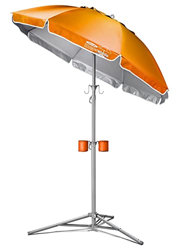 Wondershade Ultimate Portable Sun Shade Umbrella – Lightweight Adjustable Outdoor Patio & Beach Umbrella with Tripod Base (Orange) - color: Orange