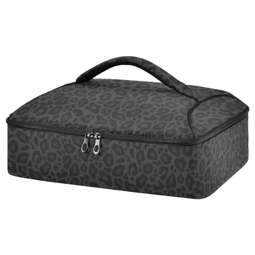 Wamika Black Cheetah Pizza Bag Thermal Tote Leopard Insulated Casserole Cookware Carrier for Hot or Cold Food Fits 15" x 11" Baking Dish for Pockluck, Parties, Picnic, and Cookouts - color: Cheetah