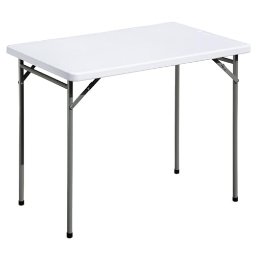 Folding Table 3ft Rectangular All-Occasion Plastic Folding Event Table for Indoor and Outdoor, Portable Desk, Camping, Durable and Stable, HDPE and Steel, Wide Application, White - color: White, size: 3ft