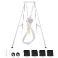VEVOR Yoga Stand Frame, Max 441-551 lbs Load Swing Stand, Triangular Structure Aerial Rig, Aerial Silk Stands with Yoga Hammock, Standard & Height-Adjustable Version - color: Steel Silver, style: Standard Version