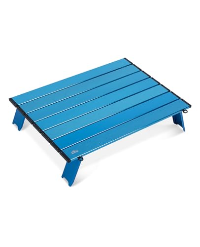 iClimb Ultralight Compact Mini Beach Picnic Folding Alu. Table with Carry Bag, Two Size (Blue - L) - color: Blue, size: Large