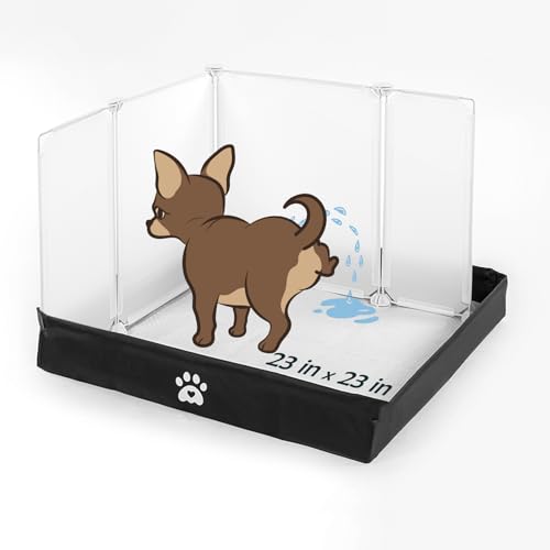 MEEXPAWS Dog Pee Pad Holder Foldable with Dog Litter Box Enclosure High Wall, Puppy Pad Holder Tray with DIY Splash Guard for 22’’x22’’ Pee Pads, Indoor Dog Potty for Small to Medium Dogs, Easy Clean - size: Medium -23'' x 23''