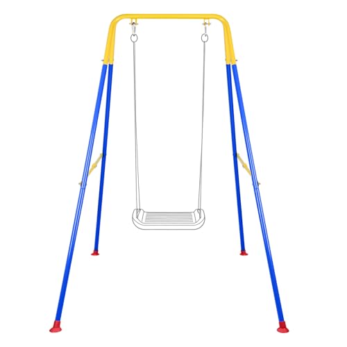 Baby Swing Stand, Heavy Duty Foldable Swing Stand A-Frame Metal Swing Stand Frame for Backyard Indoor & Outdoor Use (Hammock Chair not Included) (Blue) - color: Blue