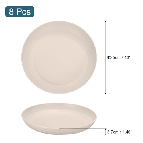 uxcell 8Pcs Plastic Plates Set, 10 Inch Unbreakable Dinner Plates Set Plastic Plates Reusable Dishwasher & Microwave Safe for Restaurants Kitchen Food Outdoor Camping, Ash Gray - color: Beige, size: 10"