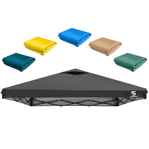 10x10 Pop Up Canopy Replacement Top Cover with Air Vent for Straight Leg Canopy Tent, Waterproof for Outdoor Garden Patio Camping Sun Shade(Frame NOT INCUDE) (Black) - color: Black