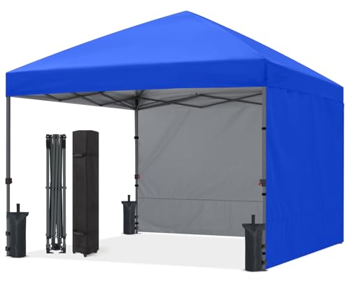 ABCCANOPY Easy Pop up Canopy Tent with 2 Sidewalls for Outdoor Sun Blocking or Rain Protection, 8x8, Royal Blue - color: Royal Blue, size: 8x8