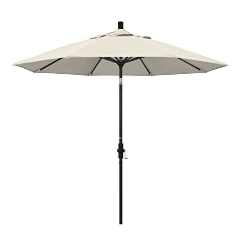 California Umbrella 9' Round Aluminum Market Umbrella, Crank Lift, Collar Tilt, Bronze Pole, Antique Beige Olefin - color: Antique Beige